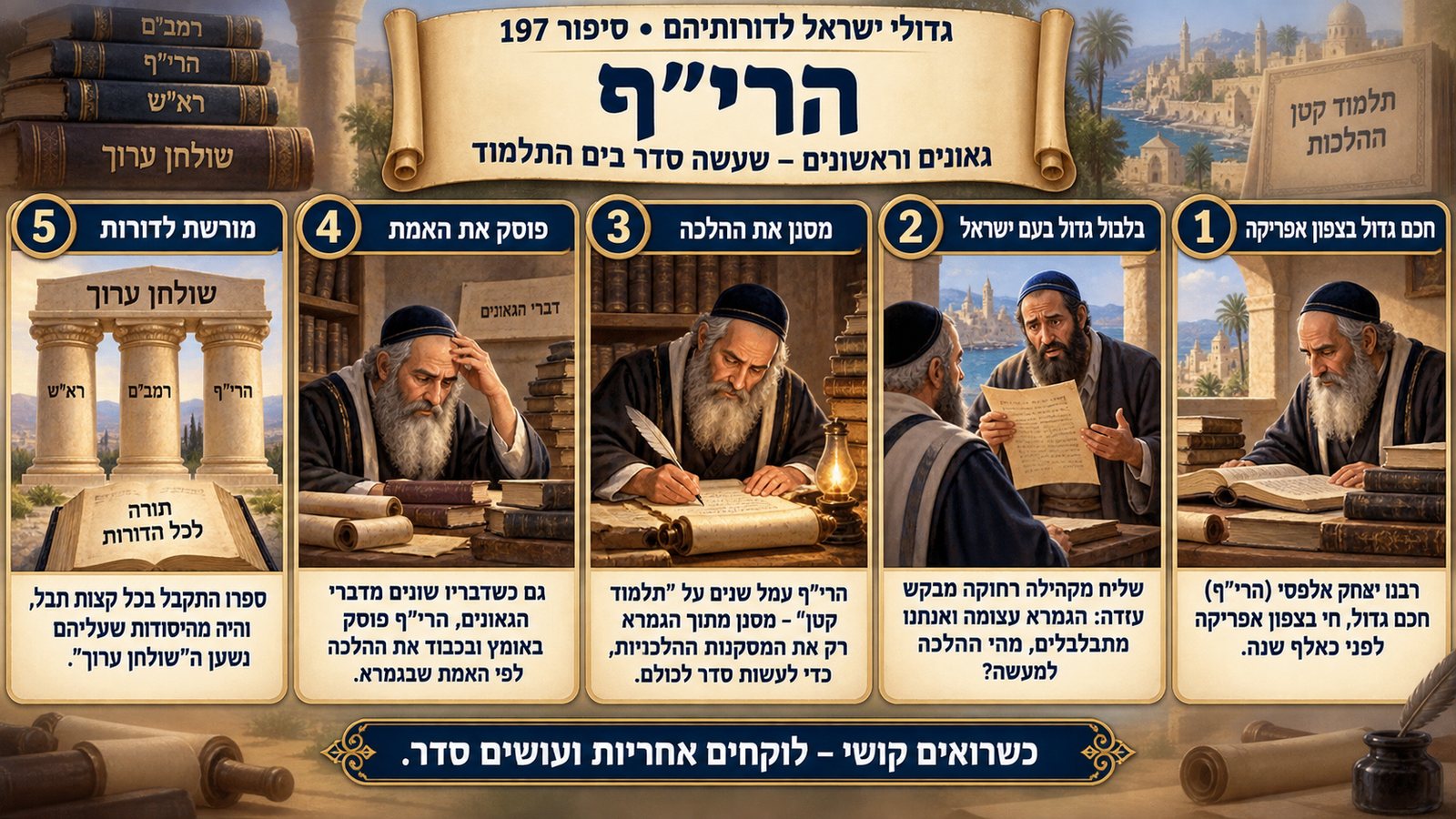 תמונת סיכום — גאונים וראשונים: הרי"ף