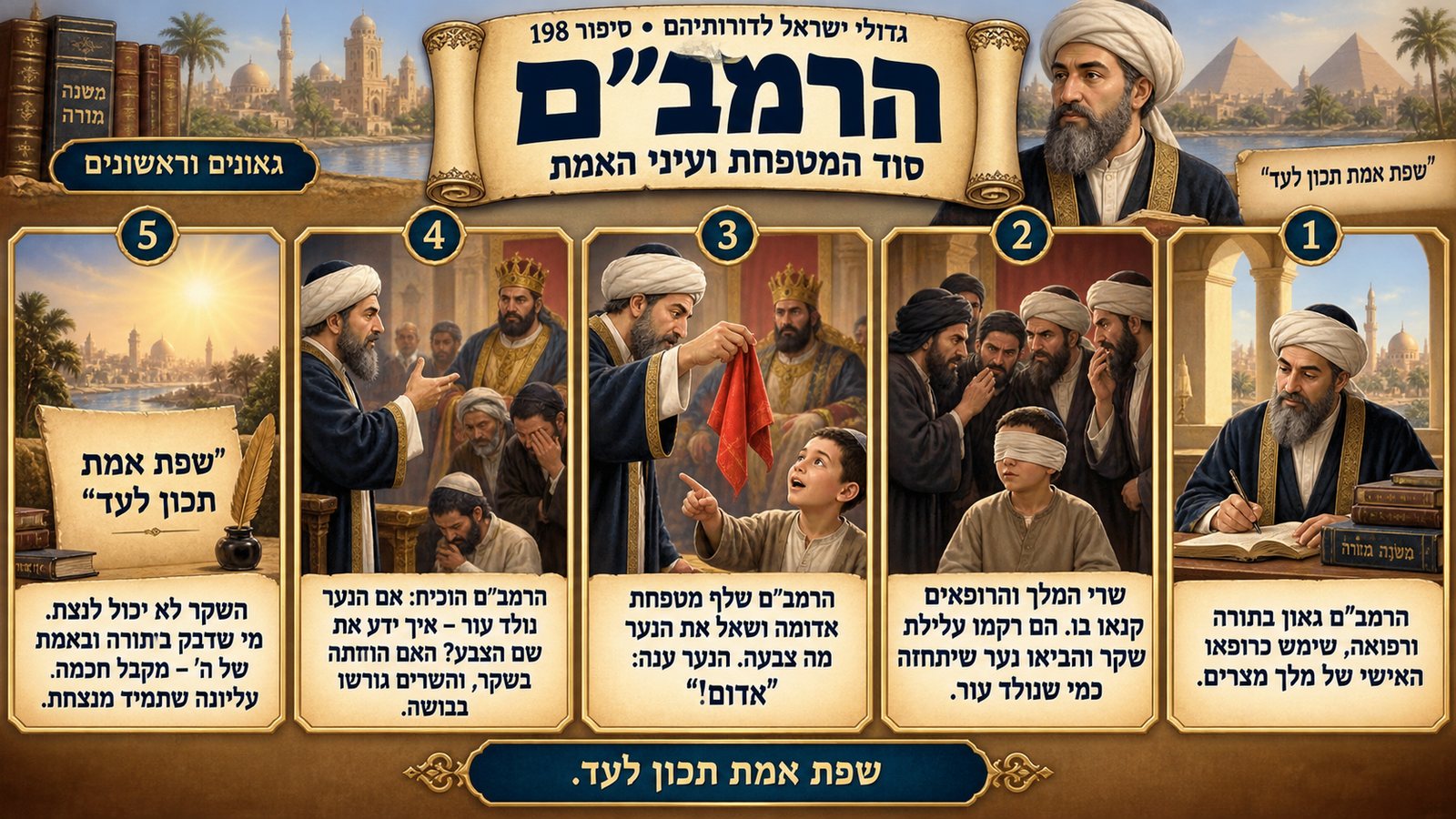 תמונת סיכום — גאונים וראשונים: הרמב"ם