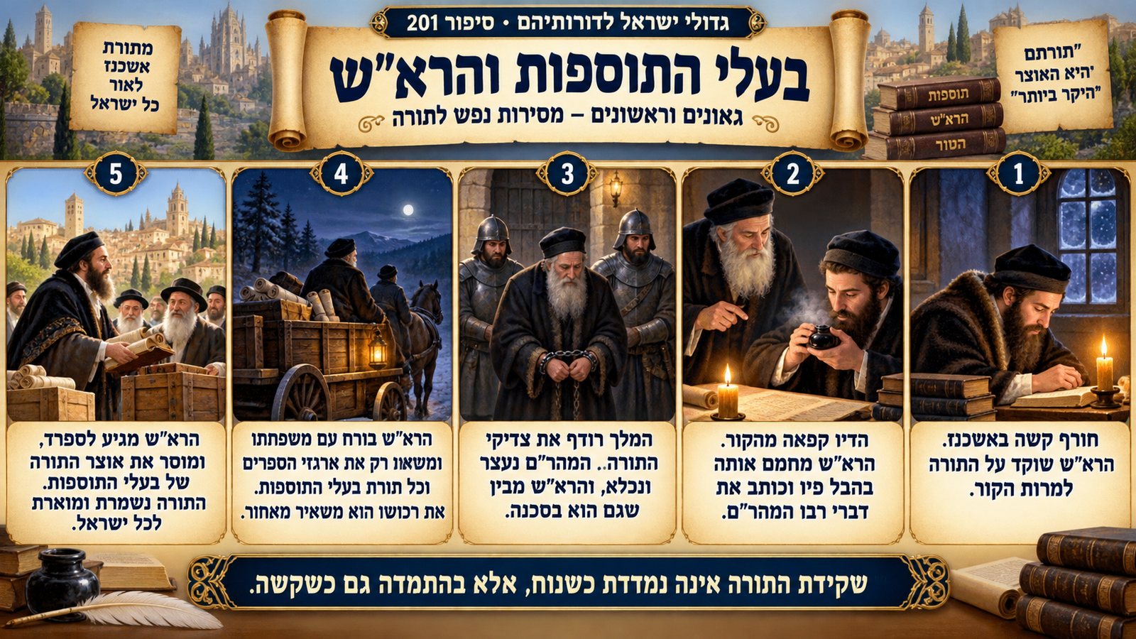 תמונת סיכום — גאונים וראשונים: בעלי התוספות והרא"ש