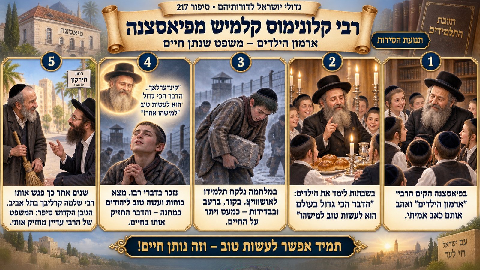 תמונת סיכום — תנועת החסידות: רבי קלונימוס קלמיש מפיאסצנה