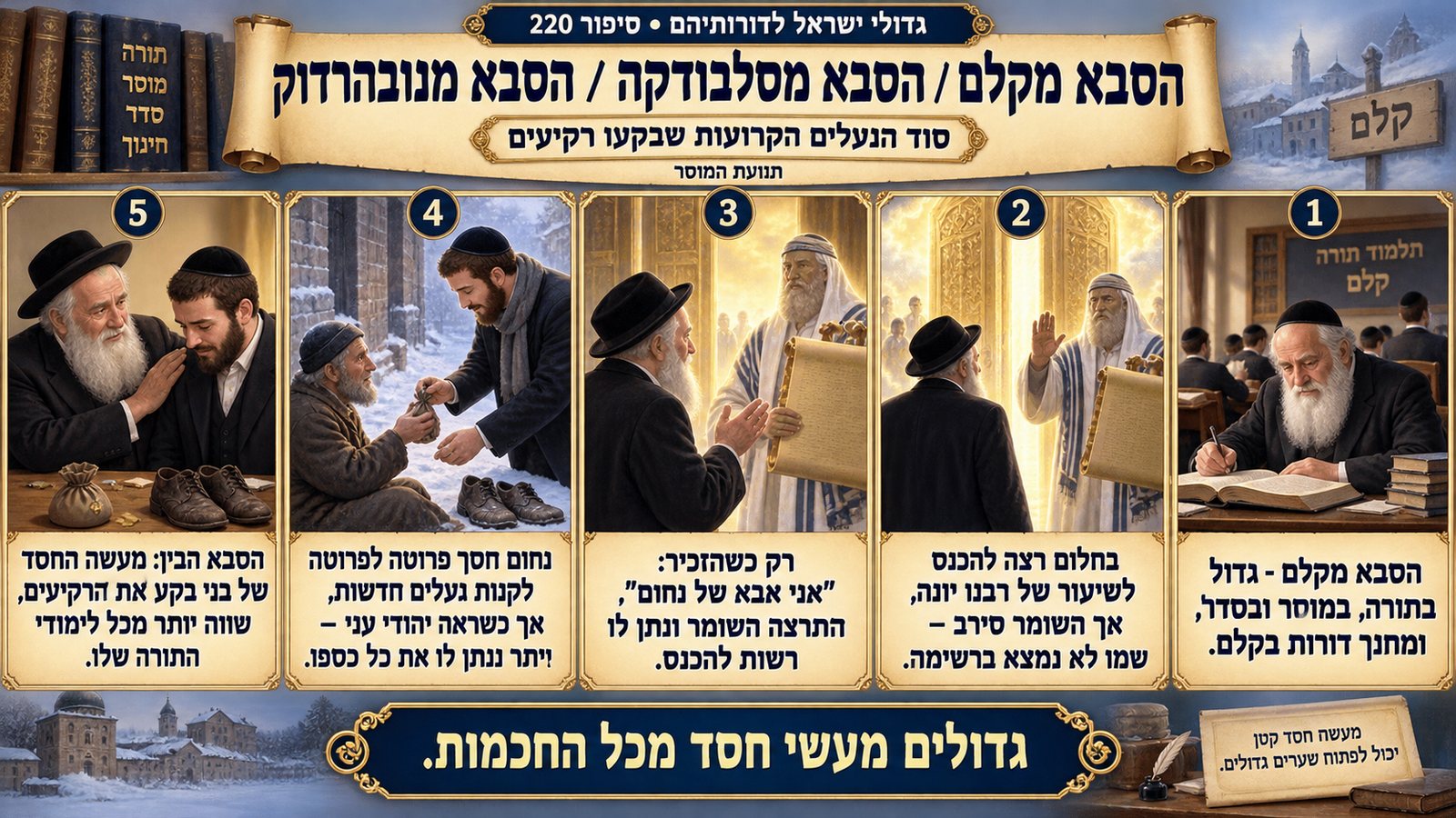 תמונת סיכום — תנועת המוסר: הסבא מקלם / הסבא מסלבודקה / הסבא מנובהרדוק