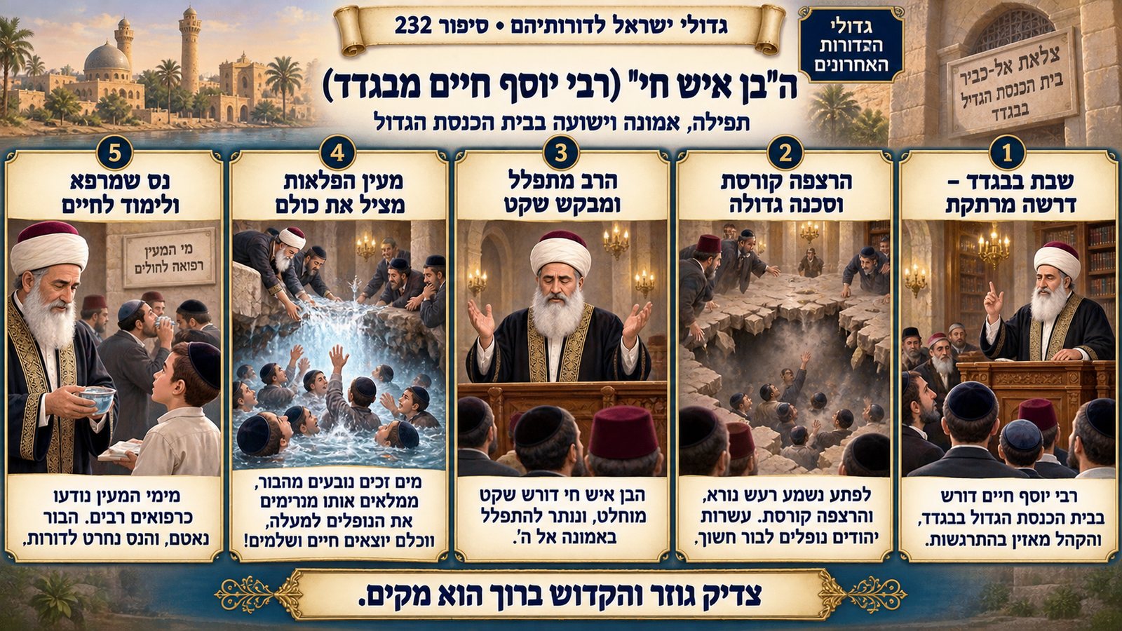 תמונת סיכום — גדולי הדורות האחרונים: ה"בן איש חי" (רבי יוסף חיים מבגדד)