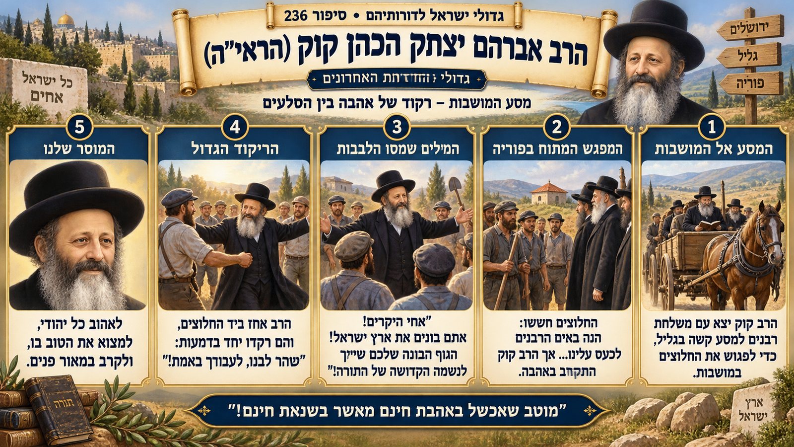 תמונת סיכום — גדולי הדורות האחרונים: הרב אברהם יצחק הכהן קוק (הראי"ה)