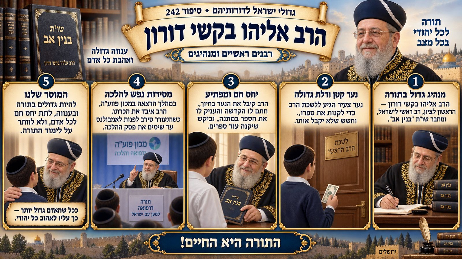 תמונת סיכום — רבנים ראשיים ומנהיגים: הרב אליהו בקשי דורון