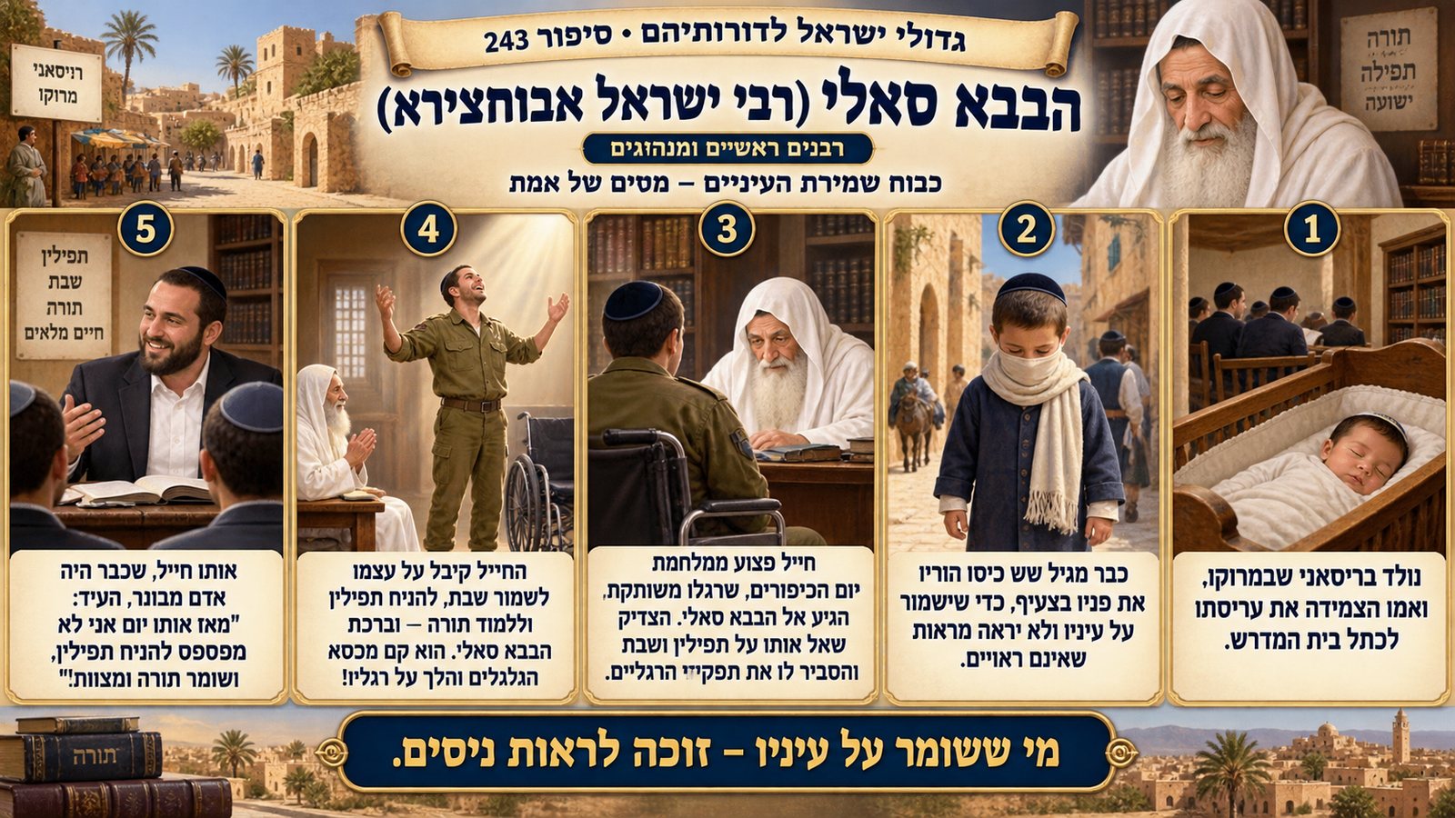 תמונת סיכום — רבנים ראשיים ומנהיגים: הבבא סאלי (רבי ישראל אבוחצירא)
