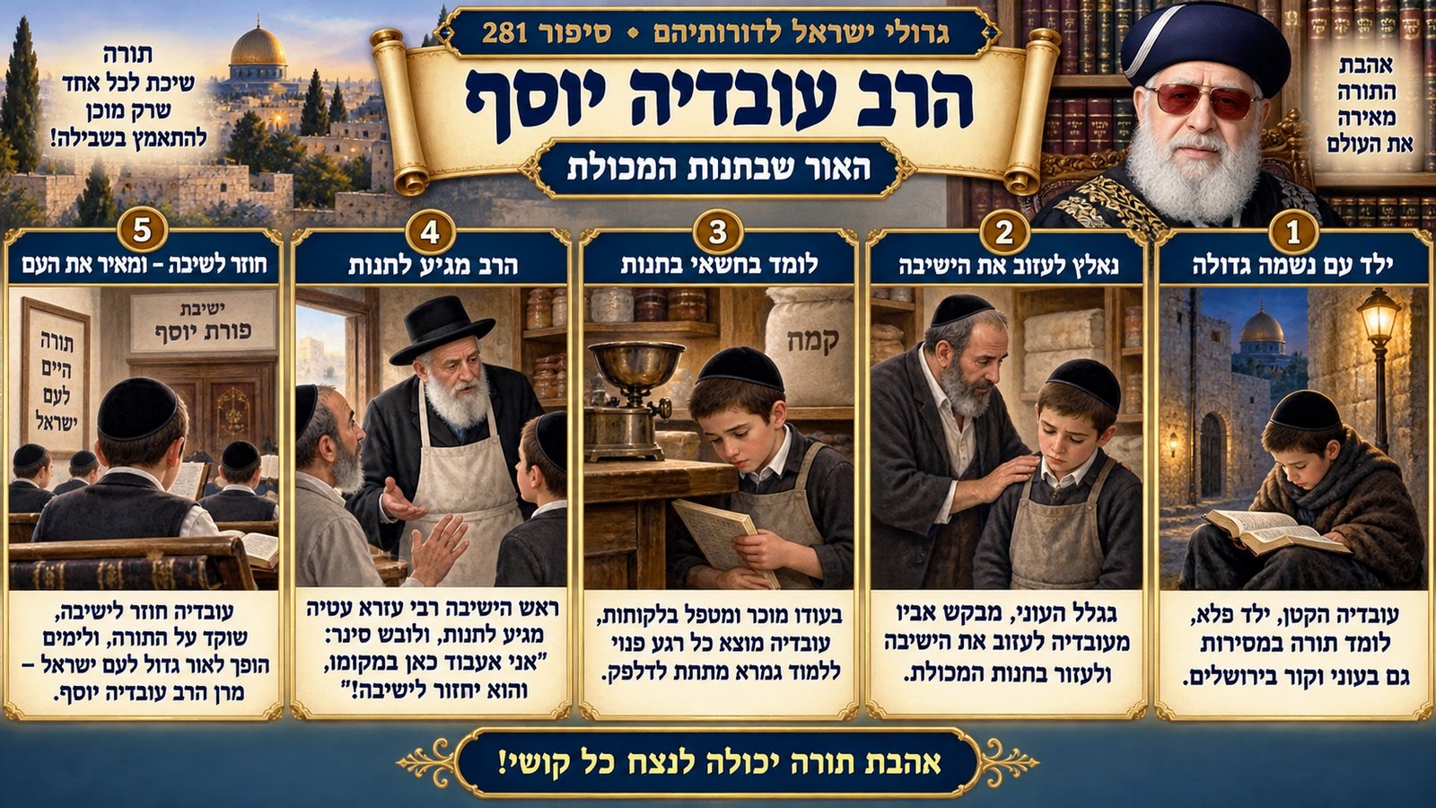 תמונת סיכום — גדולי דורנו: הרב עובדיה יוסף
