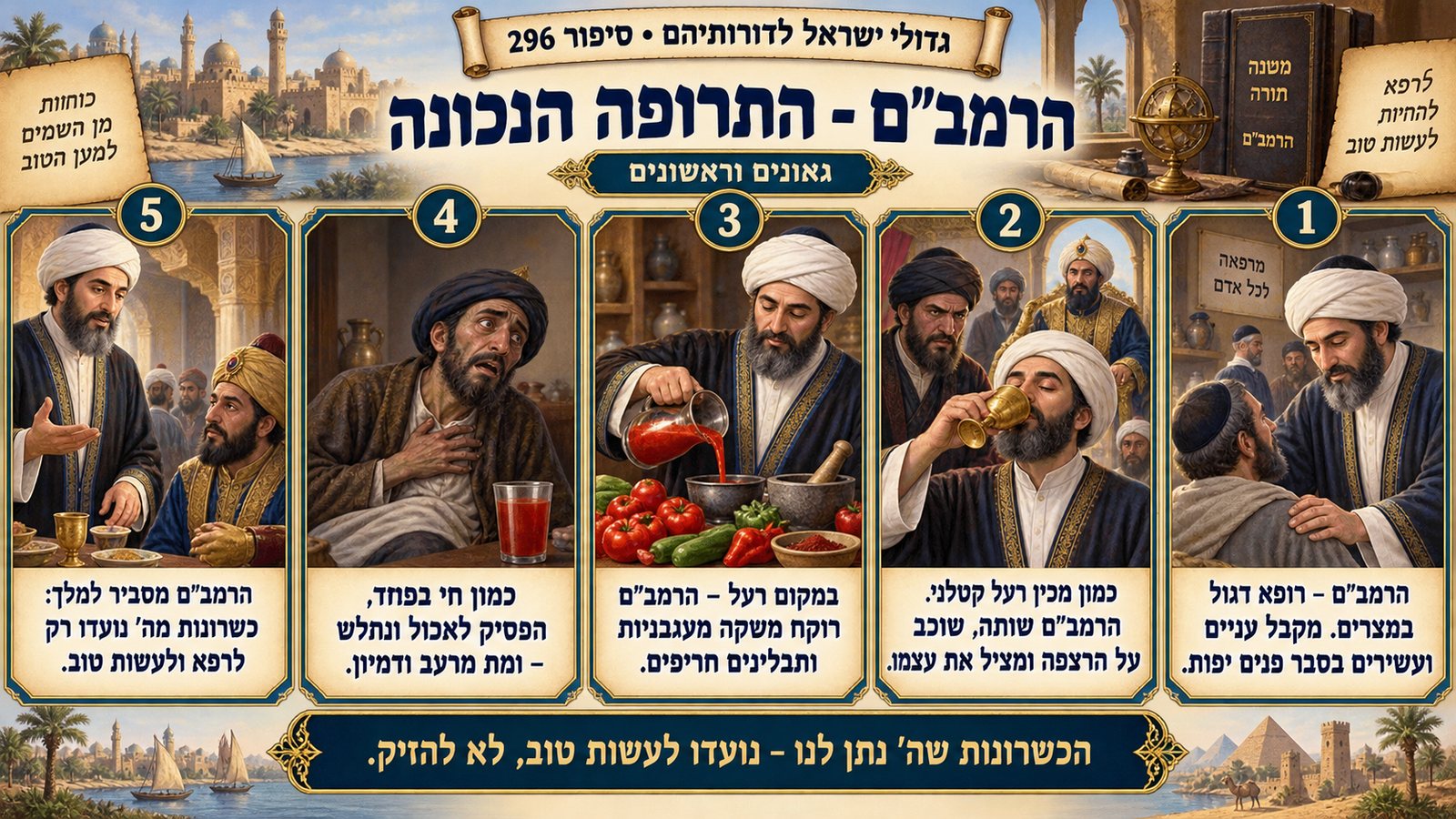 תמונת סיכום — גאונים וראשונים: הרמב"ם - התרופה הנכונה