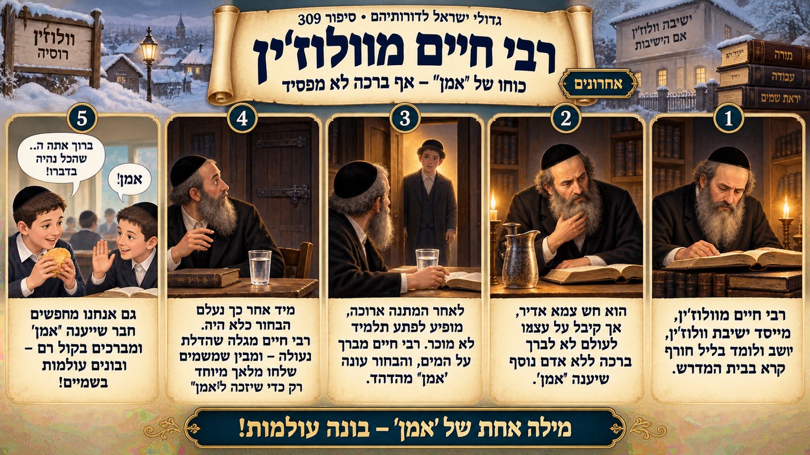 תמונת סיכום — אחרונים: רבי חיים מוולוז'ין