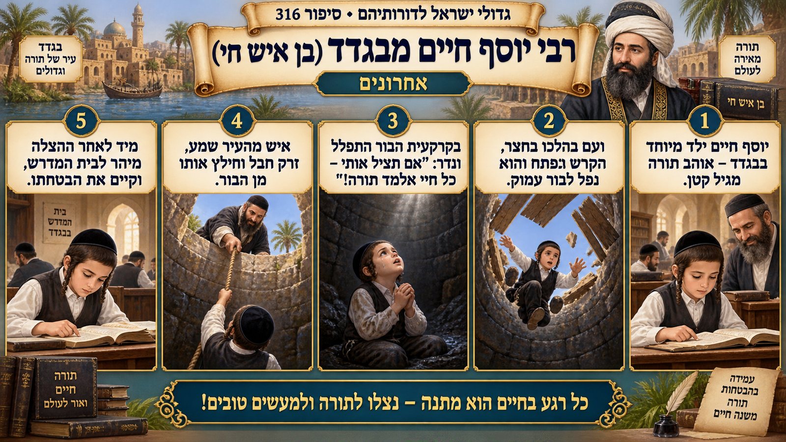 תמונת סיכום — אחרונים: רבי יוסף חיים מבגדד (בן איש חי)