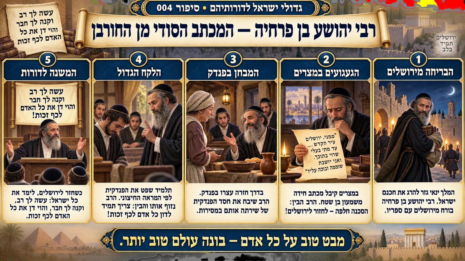 תמונת סיכום — יהושע בן פרחיה: רבי יהושע בן פרחיה — המכתב הסודי מן החורבן