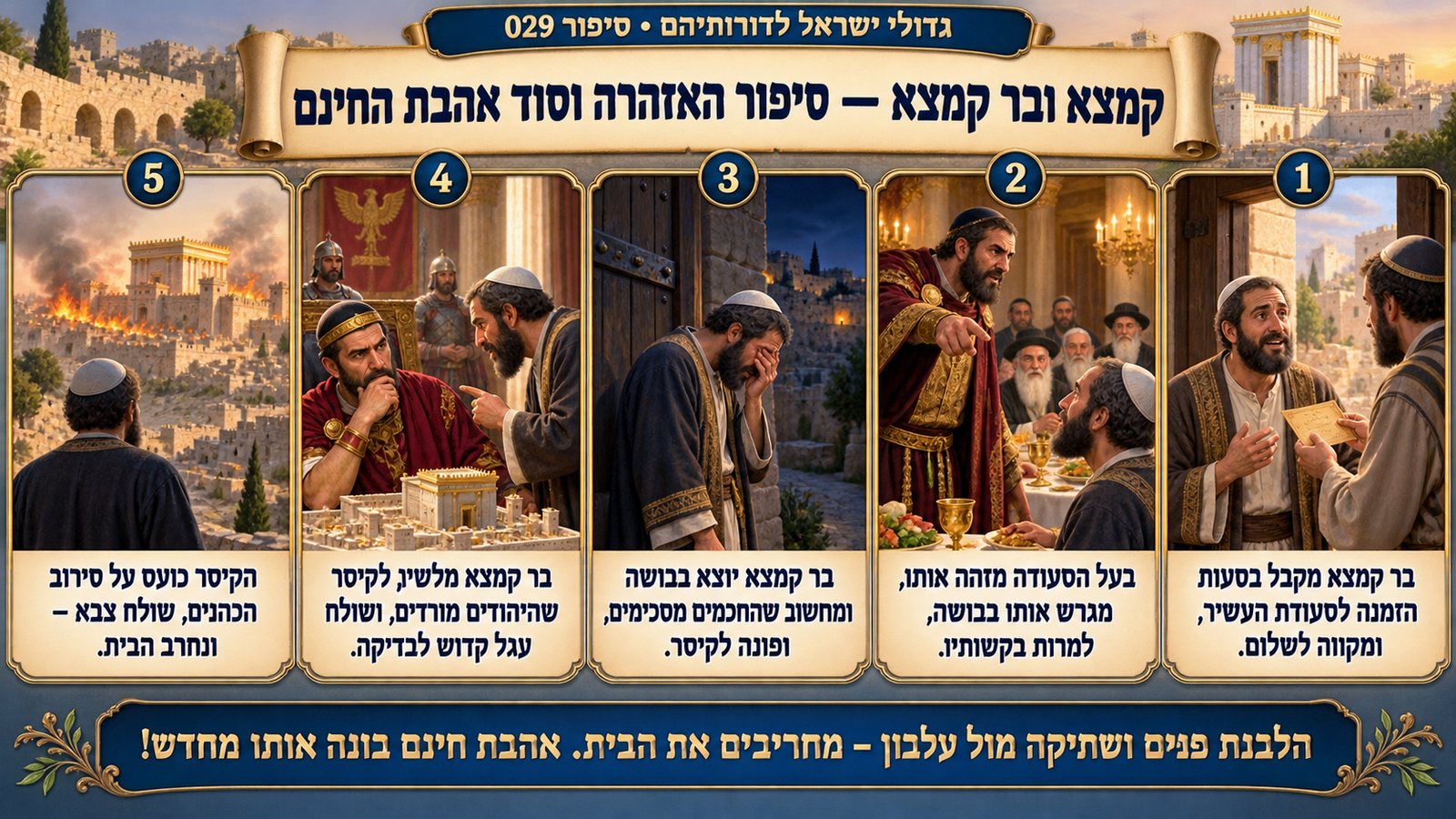 תמונת סיכום — קמצא ובר קמצא: קמצא ובר קמצא — סיפור האזהרה וסוד אהבת החינם