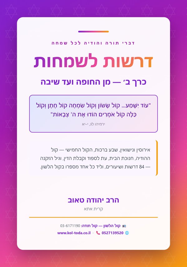 דרשות לשמחות — כרך ב: מן החופה ועד שיבה