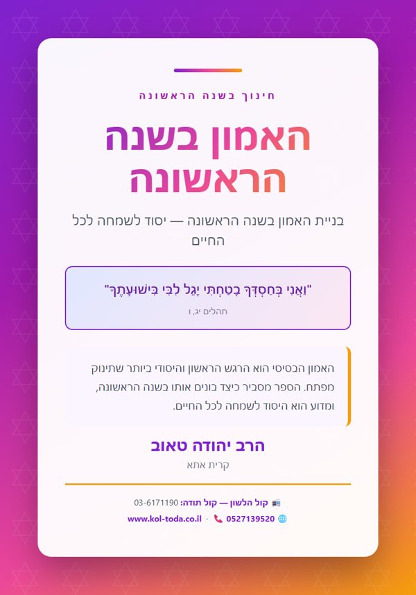 האמון בשנה הראשונה
