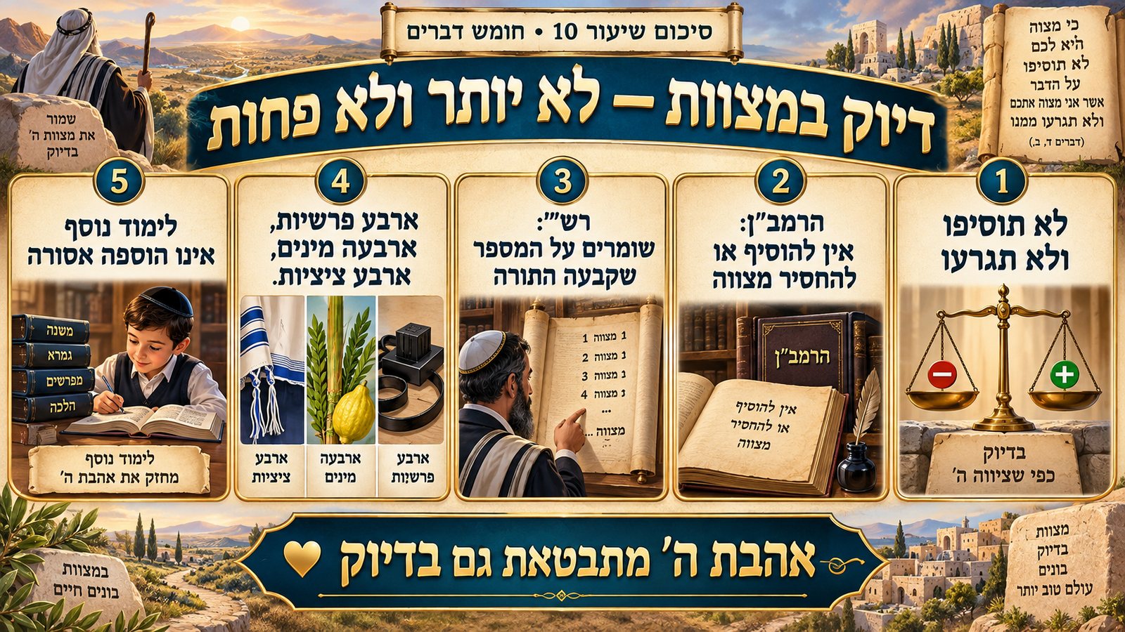 סיכום שיעור 10: דיוק במצוות — לא יותר ולא פחות