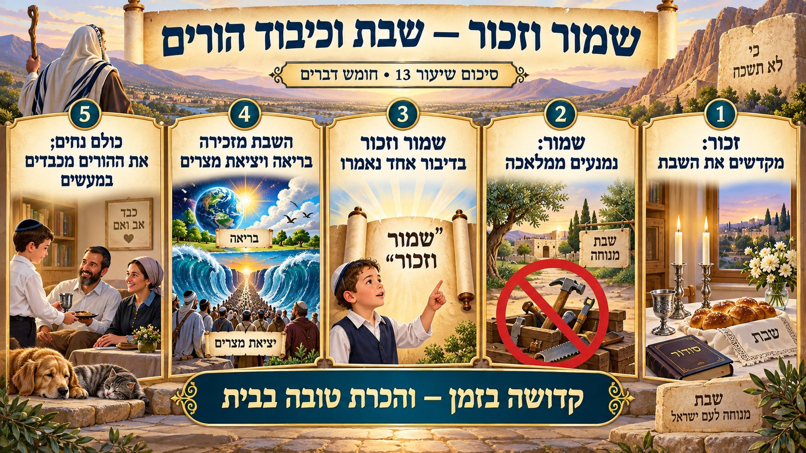 סיכום שיעור 13: שמור וזכור — שבת וכיבוד הורים