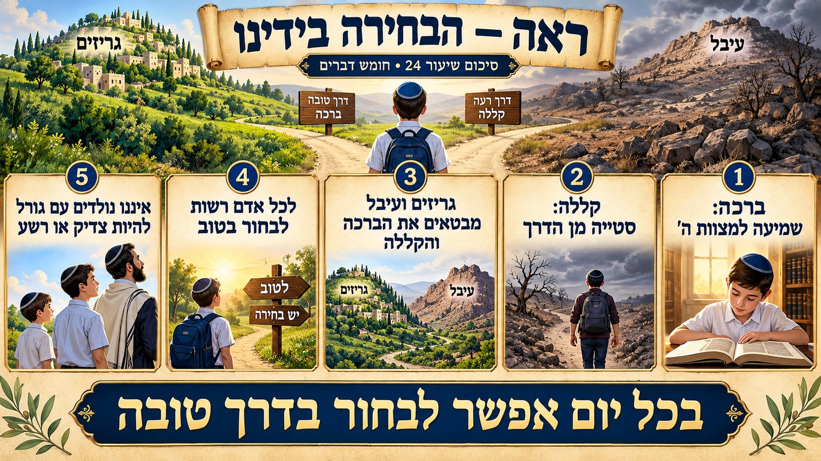 סיכום שיעור 24: ראה — הבחירה בידינו