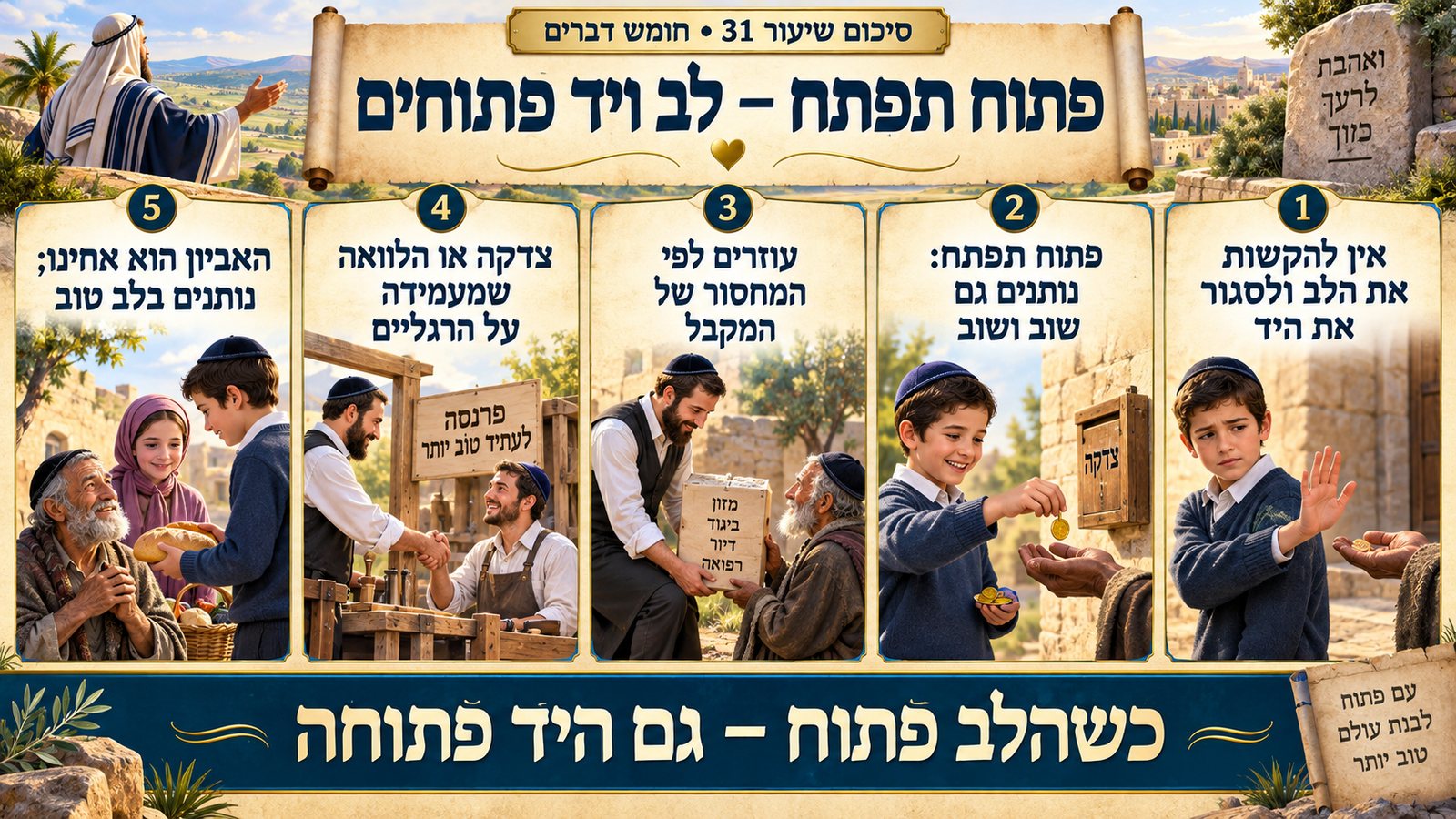 סיכום שיעור 31: פתוח תפתח — לב ויד פתוחים