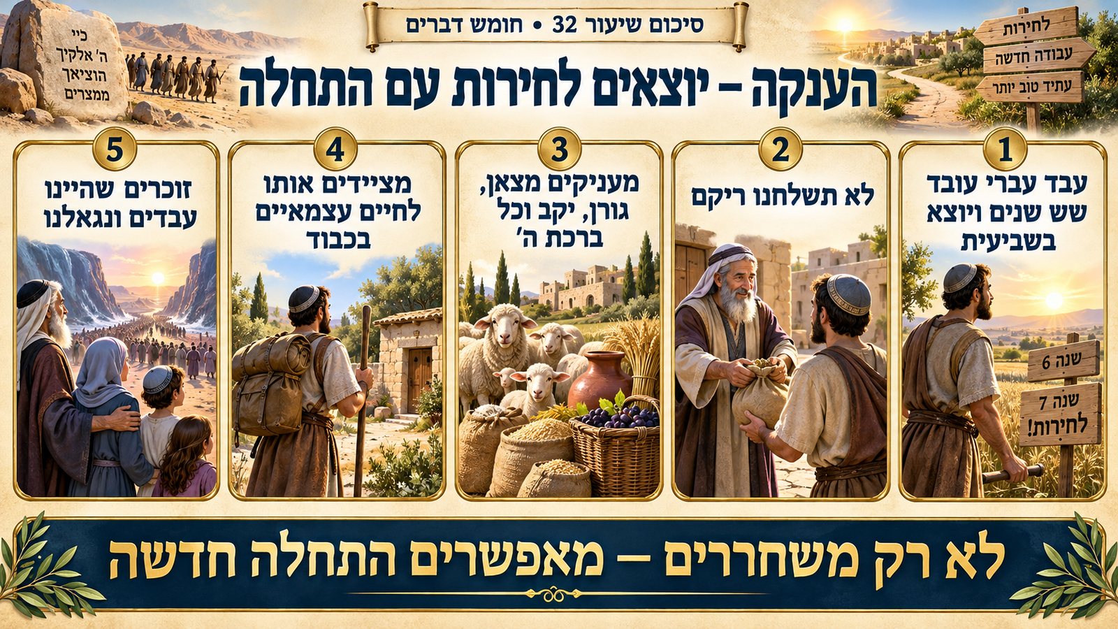 סיכום שיעור 32: הענקה — יוצאים לחירות עם התחלה