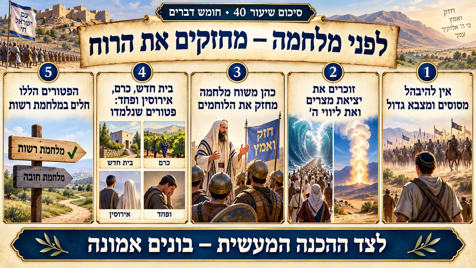 סיכום שיעור 40: לפני מלחמה — מחזקים את הרוח