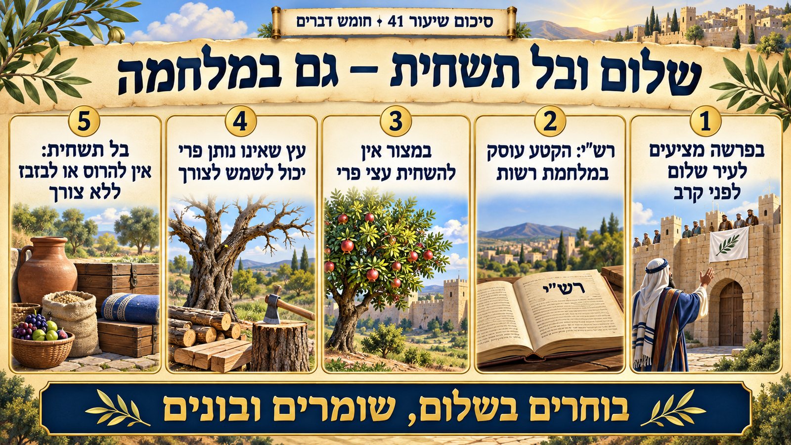 סיכום שיעור 41: שלום ובל תשחית — גם במלחמה