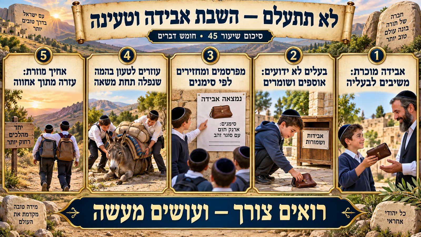סיכום שיעור 45: לא תתעלם — השבת אבידה וטעינה