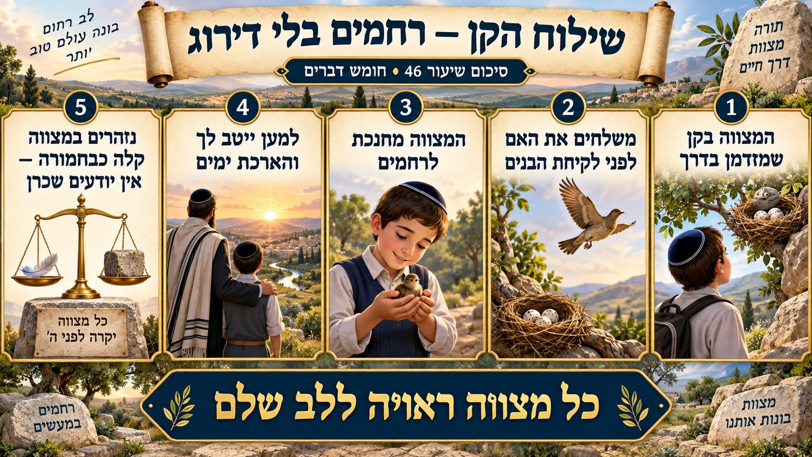 סיכום שיעור 46: שילוח הקן — רחמים בלי דירוג