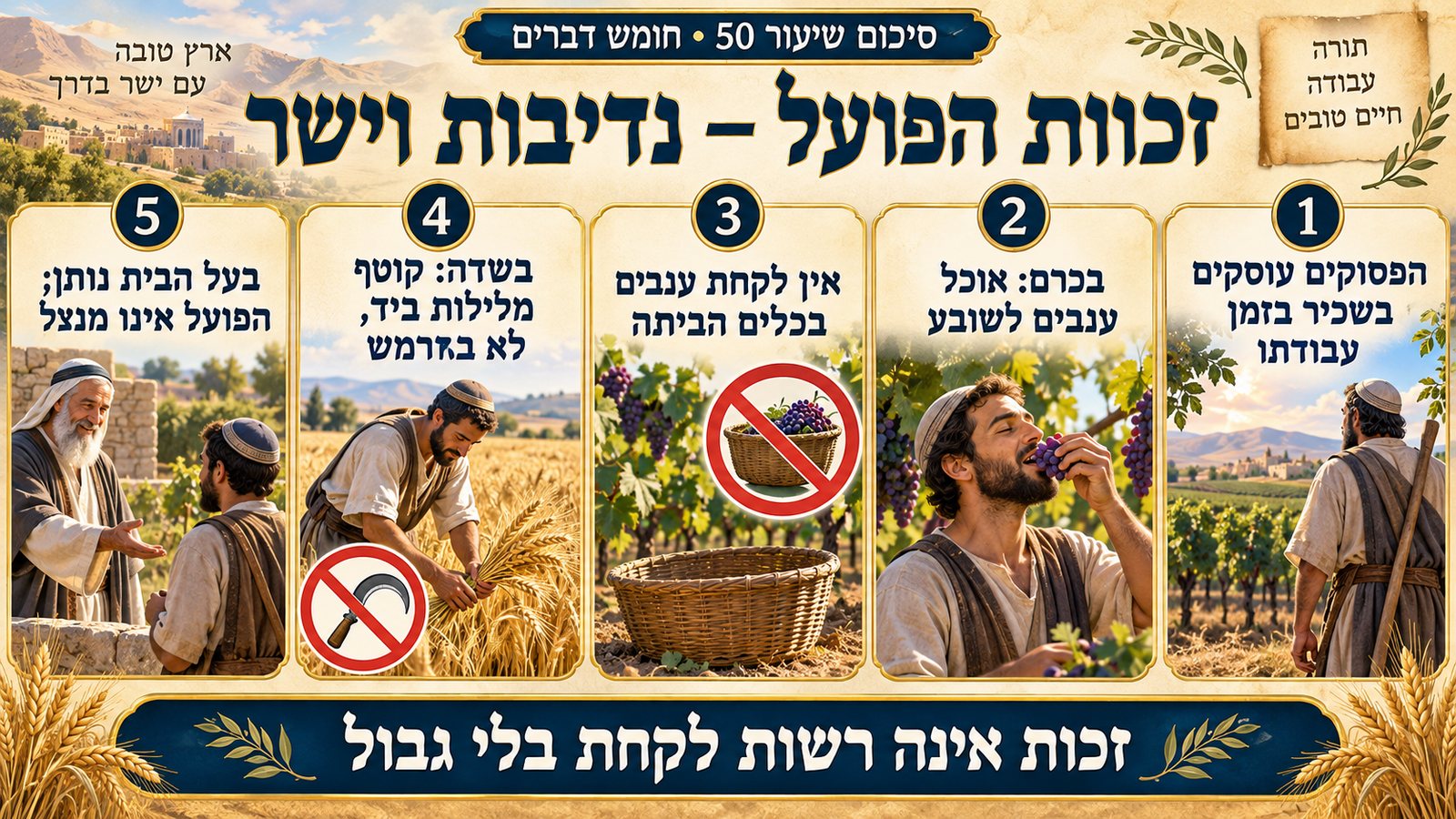 סיכום שיעור 50: זכויות הפועל — נדיבות ויושר