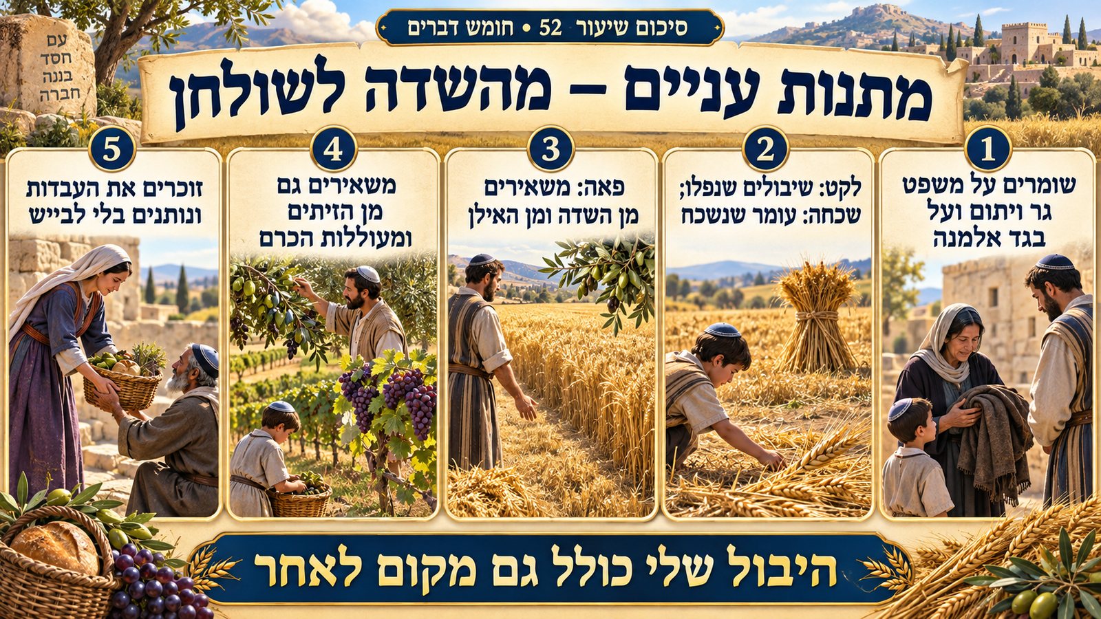 סיכום שיעור 52: מתנות עניים — מהשדה לשולחן
