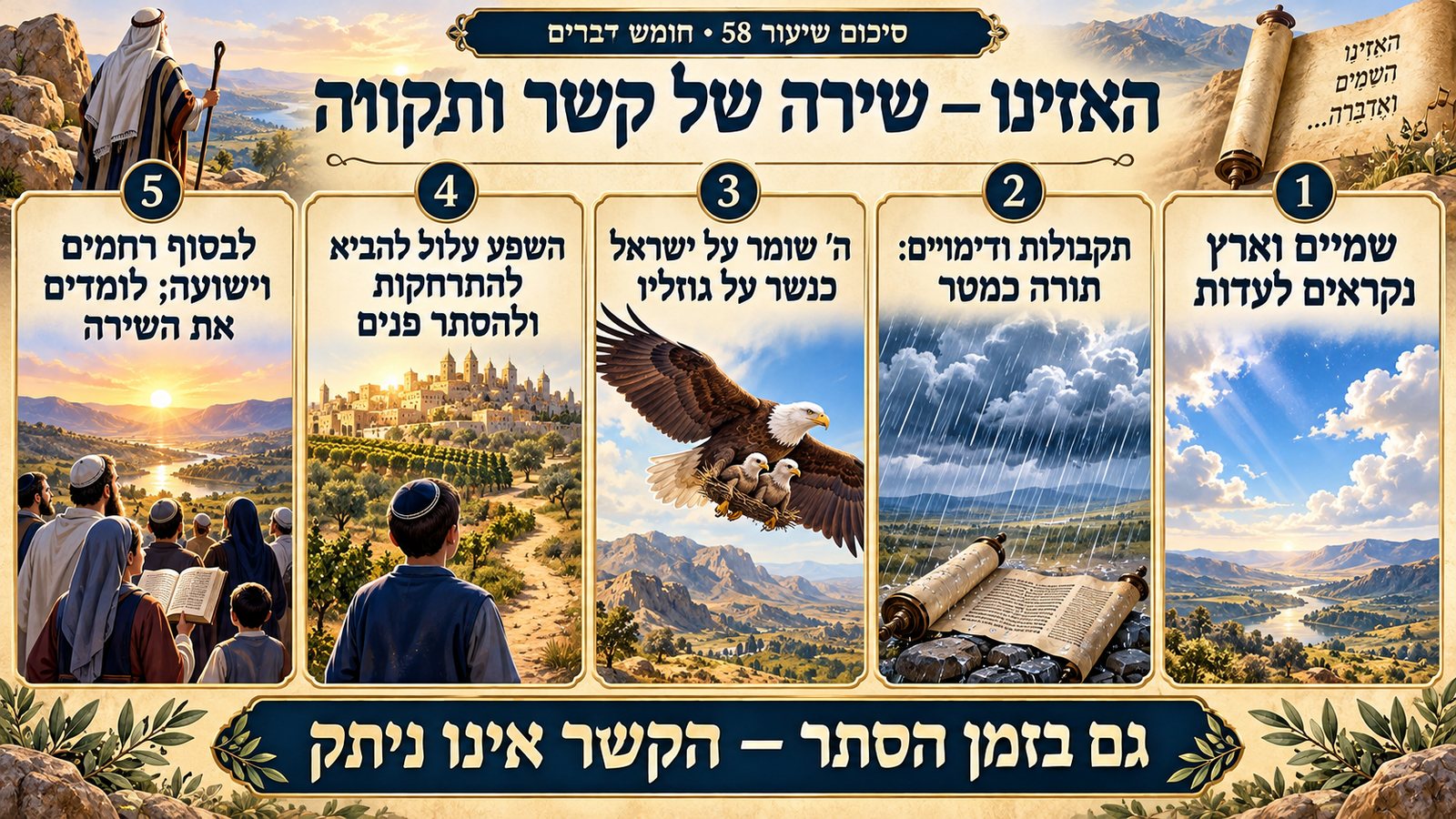 סיכום שיעור 58: האזינו — שירה של קשר ותקווה