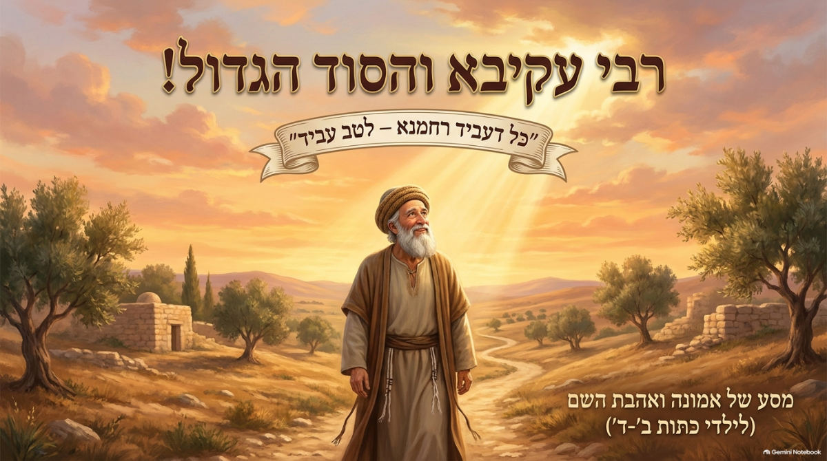 שקופית השער של המצגת: רבי עקיבא – "כל דעביד רחמנא לטב עביד"