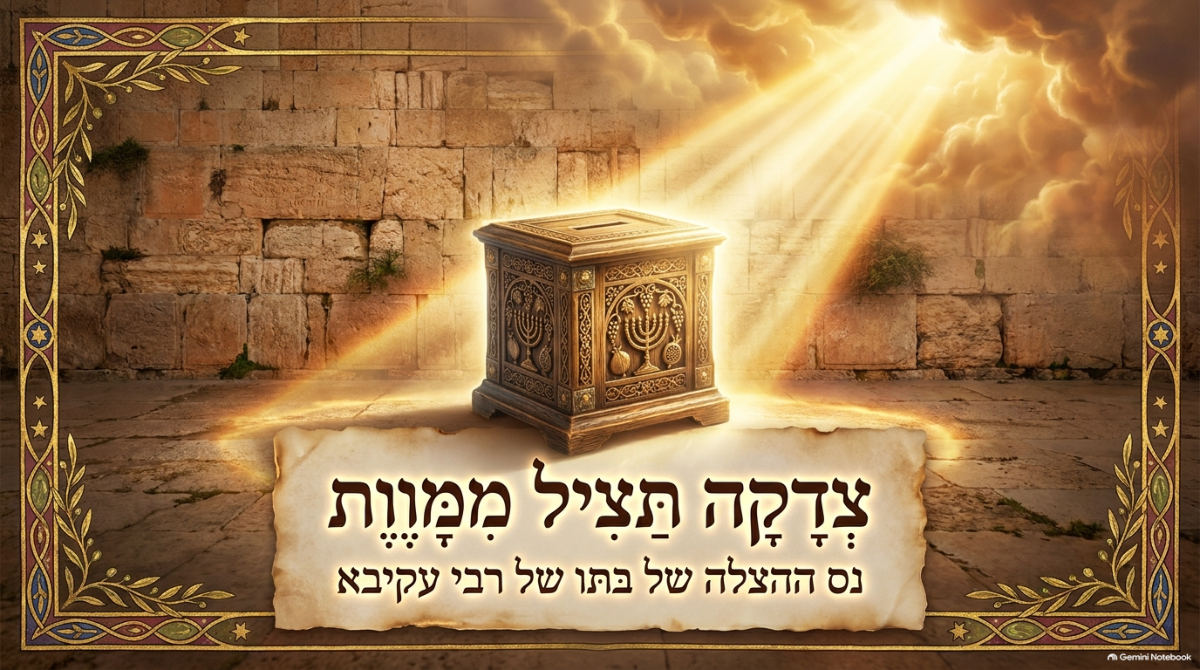 שקופית השער של המצגת: צדקה תציל ממוות (בתו של רבי עקיבא)