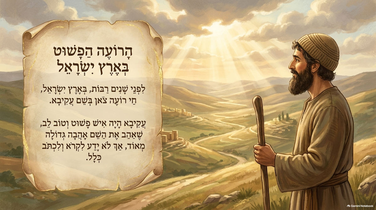 שקופית השער של המצגת: רבי עקיבא הרועה והאבן