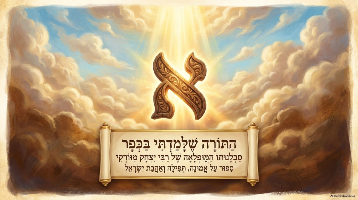 שקופית השער של המצגת: התורה שלמדתי בכפר (סבלנותו של רבי יצחק מוורקי)