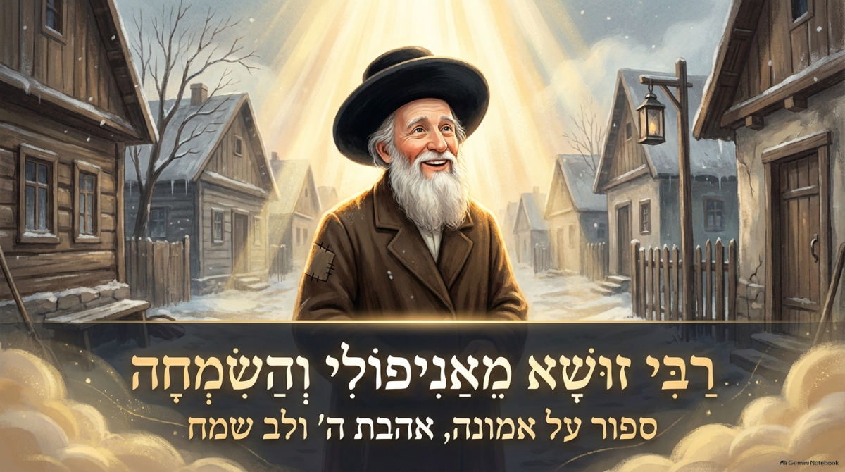 שקופית השער של המצגת: רבי זושא מאניפולי והשמחה