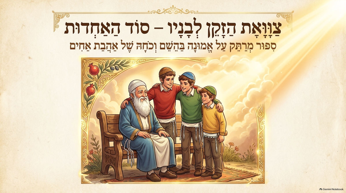 שקופית השער של המצגת: צוואתו של הזקן לבניו – אחדות