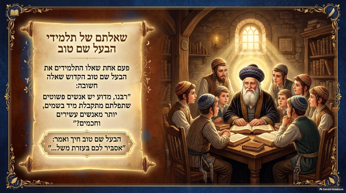 שקופית השער של המצגת: משל העני והמלך של הבעל שם טוב